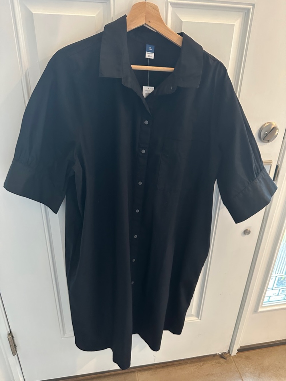 Black Short-Sleeve Button-Up dress XL Tall